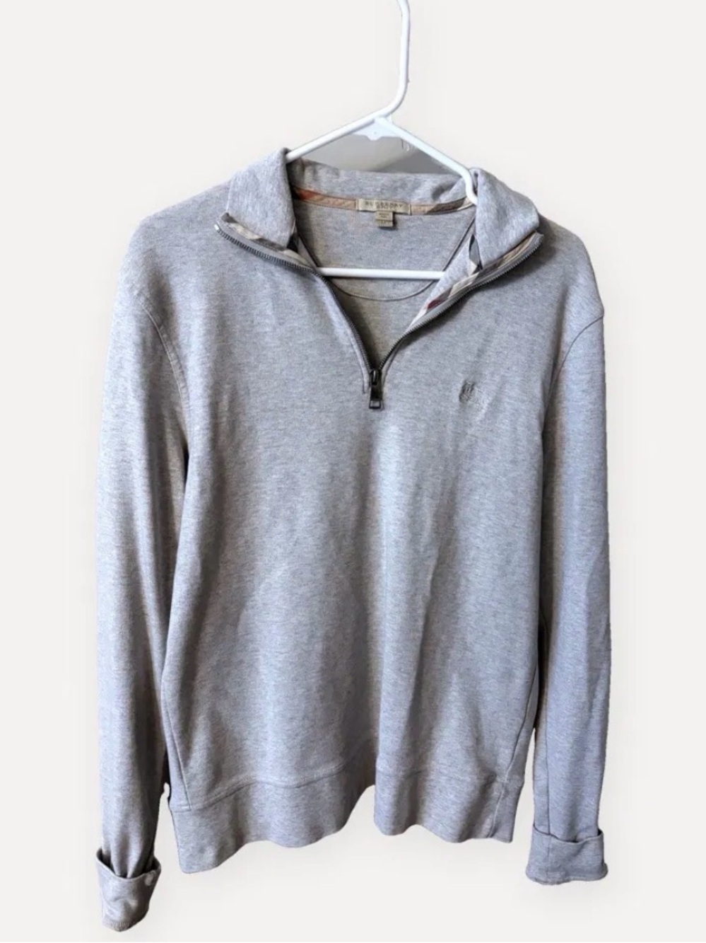 Burberry Gray Quarter-Zip Pullover Sweater